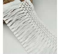 CIVIOOH Lote de 2 Yardas de 10 cm de Hilo de algodón Beige y Blanco con Flecos de Encaje para Manualidades, Accesorios de Ropa, borlas, Ropa, Almohadas, decoración del hogar.