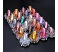 CIVIOOH Set de 24 Piezas de Accesorios para manicura: Polvo Decorativo metálico Cromado con Purpurina y Efecto Espejo para uñas.