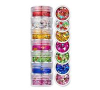 CIVIOOH Set de Lentejuelas y Purpurina de 7 Colores Surtidos para uñas de Fiesta y Festivales.