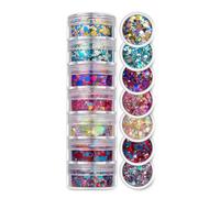 CIVIOOH Set de Lentejuelas y Purpurina de 7 Colores Surtidos para uñas de Fiesta y Festivales.