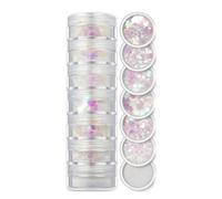 CIVIOOH Set de Lentejuelas y Purpurina de 7 Colores Surtidos para uñas de Fiesta y Festivales.