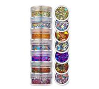 CIVIOOH Set de Lentejuelas y Purpurina de 7 Colores Surtidos para uñas de Fiesta y Festivales.