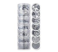 CIVIOOH Set de Lentejuelas y Purpurina de 7 Colores Surtidos para uñas de Fiesta y Festivales.