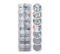 CIVIOOH Set de Lentejuelas y Purpurina de 7 Colores Surtidos para uñas de Fiesta y Festivales.