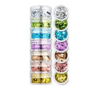 CIVIOOH Set de Lentejuelas y Purpurina de 7 Colores Surtidos para uñas de Fiesta y Festivales.