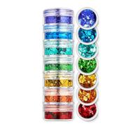 CIVIOOH Set de Lentejuelas y Purpurina de 7 Colores Surtidos para uñas de Fiesta y Festivales.