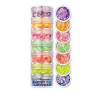 CIVIOOH Set de Lentejuelas y Purpurina de 7 Colores Surtidos para uñas de Fiesta y Festivales.