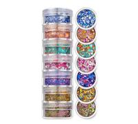 CIVIOOH Set de Lentejuelas y Purpurina de 7 Colores Surtidos para uñas de Fiesta y Festivales.