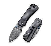 CIVIVI Baby Banter Folding Pocket Knife with 5.94CM Damascus Blade, Carbon Fiber and G10 Handle, Outdoor Knife with Clip (C19068S-DS1)