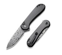 CIVIVI Elementum II Folding Pocket Knife with 7.51CM Damascus Blade & Carbon Fiber and G10 Handle, Outdoor Knife with Clip (C18062PB-DS1)