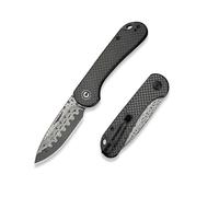 CIVIVI Elementum Slip Joint Folding Pocket Knife 7.52 CM Damascus Blade Twill Carbon Fiber Handle, Outdoor EDC Knife C18062AJ-DS1
