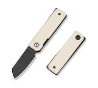 CIVIVI Mini Kukei Pocket Knife, Folding Knife 5.12 CM Nitro-V Blade G10 Handle, EDC Knife with Leather Sheath, Front Flipper Opener C25036-3(Ivory)