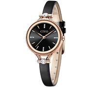 CIVO Cuero Reloj Mujer Analógico: Pequeña Esfera 30mm Correa Fina de 8mm Ideal para Muñeca Impermeable - Regalo Clásico Elegante y Minimalista para Regalar