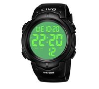 CIVO Reloj deportivo informal para hombr, multifuncional, militar, Resistente al agua, diseñ, LCD Back Light Relojes de pulsera electrónica, Negro
