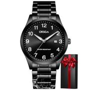 CIVO Reloj Hombre Analogico Negro: Relojes de Pulsera Acero Inoxidable - Reloj Cuarzo Hombre Elegante Fecha Luminoso Clásico