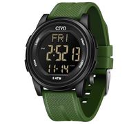 CIVO Reloj Hombre Digital Deportivo: Resistente al Agua 50m LED Esfera Grande Silicona Verde Cronómetro para Correr y Entrenamiento