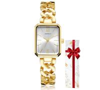 CIVO Reloj Mujer Acero Oro: Rectangular Analógico Impermeable - Regalo para Mujer Moda