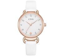 CIVO Reloj Mujer Cuero Blanco: Analógicos Reloj de Pulsera Mujer Elegante Cuarzo Impermeable - Reloj Señora Casual Moda Reloj de Vestir Agujas Numeros Regalo