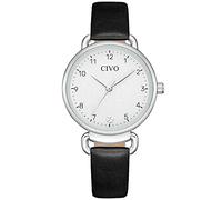 CIVO Reloj-Mujer Cuero Negro Elegante - Reloj de Pulsera Mujer Analógicos Cuarzo Impermeable Reloj Señora Casual Moda Reloj de Vestir Numeros Agujas, Regalo para Mujer