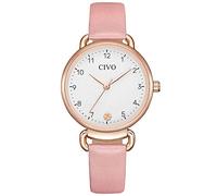 CIVO Reloj-Mujer Cuero Rosa Elegante - Reloj de Pulsera Mujer Analógicos Cuarzo Impermeable Reloj Señora Casual Moda Reloj de Vestir Numeros Agujas, Regalo para Mujer