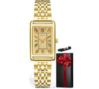 CIVO Reloj Mujer Pequeño Vintage: Caja Rectangular Números Romanos Correa de Acero Dorado para Vestir Casual - Elegante Reloj de Pulsera Analógico para Regalos Aniversarios Uso Diario