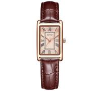 CIVO Reloj Mujer Pequeño Vintage: Oro Rosa Caja Rectangular Números Romanos para Vestir Casual - Elegante Reloj de Pulsera Analógico de Cuero Marrón para Regalos Aniversarios Uso Diario