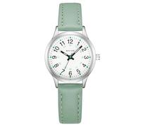 CIVO Reloj Niña Niños Analógico: Fácil de Leer Esfera Clara con Números y 3 Manecillas Relojes de Aprendizaje Correa de Cuero Verde - Regalo para Niños Adolescentes 6-14 Años
