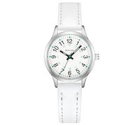 CIVO Reloj Niña Niños Analógico: Fácil de Leer Esfera Clara con Números y 3 Manecillas Relojes de Aprendizaje Correa de Cuero Blanco - Regalo para Niños Adolescentes 6-14 Años