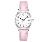 CIVO Reloj Niña Niños Analógico: Fácil de Leer Esfera Clara con Números y 3 Manecillas Relojes de Aprendizaje Correa de Cuero Rosa - Regalo para Niños Adolescentes 6-14 Años