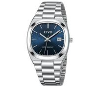 CIVO Relojes de Pulsera Hombre Acero: Relojes Analógico Cuarzo Impermeable Calendario - Elegante Relojes Hombre Regalo, Plata Azul