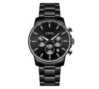 CIVO Relojes Hombre Acero Elegante: Classico Cronógrafo Luminox Analogico Relojes - Inoxidable Negro Cuarzo Calendario Regalo