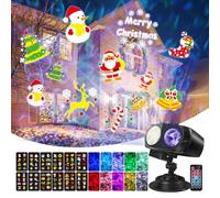 CIXMUS Proyector Halloween Navidad，Luz LED Interior Exterior Impermeable IP44, con Mando a Distancia, 12 Diapositivas y 10 Colores de Efecto Agua, para Decoración en Pared, Jardín, Ventana y Fiestas