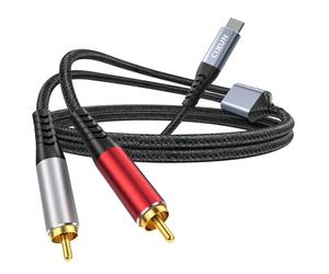 CIXUN Cable de audio USB C a RCA, tipo C a 2 machos, divisor RCA en Y, compatible con teléfono, tablet, DVD, amplificador, altavoz estéreo de coche (1 m)