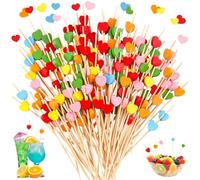 CIYIN 100 Palitos Cocktail, Palillos Cocteles, 12cm Brochetas de Frutascon Patrón de Amor, Palitos Cocktail, Cocktail Picks para Fruta Aperitivos Fiestas Bebidas Decoración