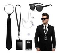 CIYIN Agente Disfraz Accesorios, Kit de Traje de Guardia de Seguridad Secreto, Men in Black Disfraz Vigilante Seguridad, MIB Agente Disfraz Accesorios