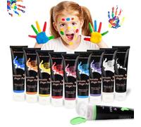 CIYIN Pintura de Dedos para Niños no Toxica, 10 * 60ml Pintura para Dedos Niños Lavable, Pintura Dedos Huellas, Suministros de Pintura Artística, Regalos de Educación Temprano para Niños