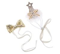 CIYODO 1 Juego Sombrero de cumpleaños de Gato Lazo cumpleaños Dorado Juguetes para Perros Sudaderas con Capucha para Perros Arcos de cumpleaños de Gato Collar de Pajarita para Perro Pet