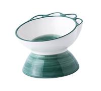 CIYODO 1 Pieza Cuenco de cerámica para Gato de Alto pie Pet Feeder Cat Bowl tazón de Gato Profundo alimentación Bol alimentador ser comedero para Perros comedero para Mascotas Green