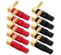 CIYODO 10 Piezas Conectores de Cable Banana de Adaptadores Banana Ángulo Recto con Doble Tornillo la Gestión de Cables para Altavoces Color Negro y Rojo