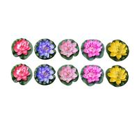 CIYODO 10 Piezas Flores de Artificiales Flotantes de Eva Decoración Realista para Estanques Piscinas y Fuentes Rojo Amarillo Azul Rosa