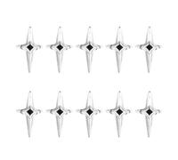 CIYODO 10 Unidades Anillo para Uñas en Punta Forma de Cruz y Espada para Mujer, Ajustable y Abierto, Aleación de Zinc Color Plata, Estilo Vintage para Eventos Obsequios