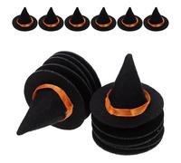 CIYODO 16 piezas Sombreros de Bruja Negros de Fieltro Pequeños para Botellas Vino Mini Sombreros para Manualidades y Decoración Halloween Fiesta