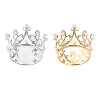 CIYODO 2 Adornos para Tartas Infantiles Dorados y Plateados Decoraciones para Cumpleaños Mini Tiaras de Cumpleaños para Niñas Accesorio de Pastel Decoración Festiva para Fiestas