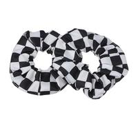 CIYODO 2 Coleteros Elásticos para Mujer y Niña Aros Pelo de Gasa Negra y Blanca Diseño Tablero de Ajedrez Suaves y Duraderos Accesorios Cómodos para Uso Diario y Obsequio