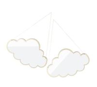 CIYODO 2 Espejos Colgantes de Pared con Forma de Nube Acrílico Irrompible y Marco de Madera Natural Decoración Moderna para Habitación Infantil Baño o Sala de Juegos
