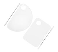 CIYODO 2 Juegos de Paletas de Maquillaje Transparentes Acrílicas, 4 Piezas (paleta Semicircular y Paleta Cuadrada sin Texto), Herramienta de Mezcla Cosmética para Uñas y Base