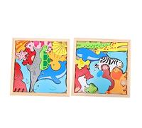 CIYODO 2 Juegos Puzzle de Animales de Madera de Bloques Educativos para Bebés Desarrollo de Habilidades de Coordinación y Comunicación Juguete de Apilamiento para Colores y