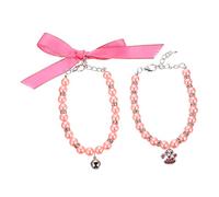 CIYODO 2 Piezas Collar De Gato Mascotas Cadenas Etiqueta Gatito Nombre Equipo Decoración Criar Aseo con Cachorro Forma Arriba para Oro Hola Perros Collar Perro Pequeño Rosa Paño