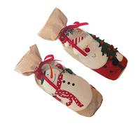 CIYODO 2 Piezas Fundas para Botellas de Vino Navideñas Decorativas con Diseño de Muñeco Santa Claus Reutilizables y Ajustables para Botellas Estándar Festivo para Hogar