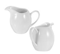 CIYODO 2 Piezas Jarra de Leche de Cerámica Blanca con Diseño de Pico y Base Antideslizante para Café y